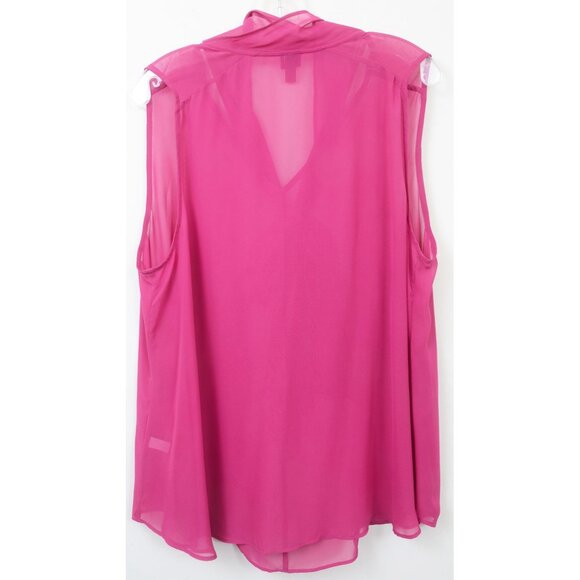 6TH & LN PLUS Size 20 Semi-sheer Tie-Neck Sleevless Tank Top Office Travel - Picture 4 of 5